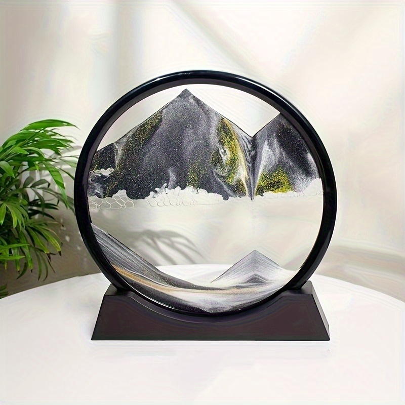 Flowing Sand Art: Adjustable Speed, New Scenery with Every Turn, Calming and Pleasing to the Eye(BLACK)