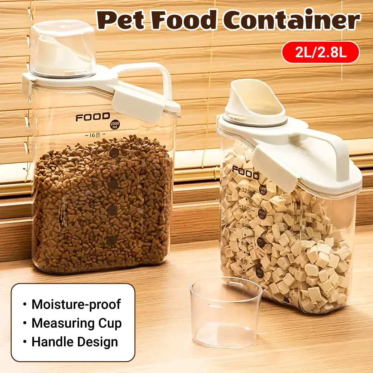 2Sizes Portable Transparent Grain Storage Jar Cat Food Rice Snack Tea Container - 2000ML — image 2