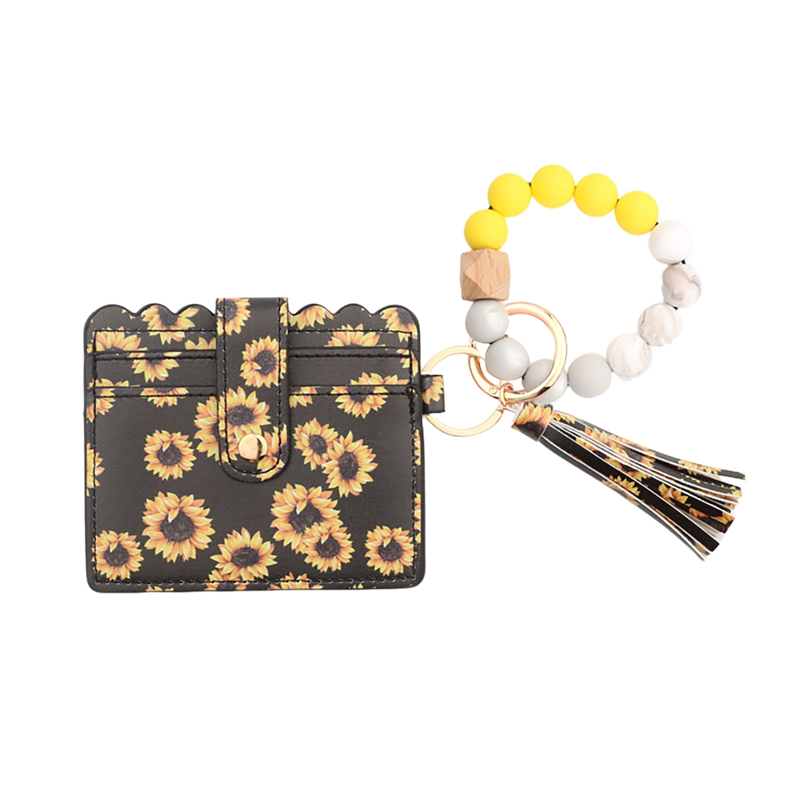 Wallet Women, Wallet Keychain Wristlet for Women, Slim Credit Card Holder Wallet, Fashion Tassel Keychain Bangle Key Ring Purse for Women ( 18 Kinds of Prints — image 2