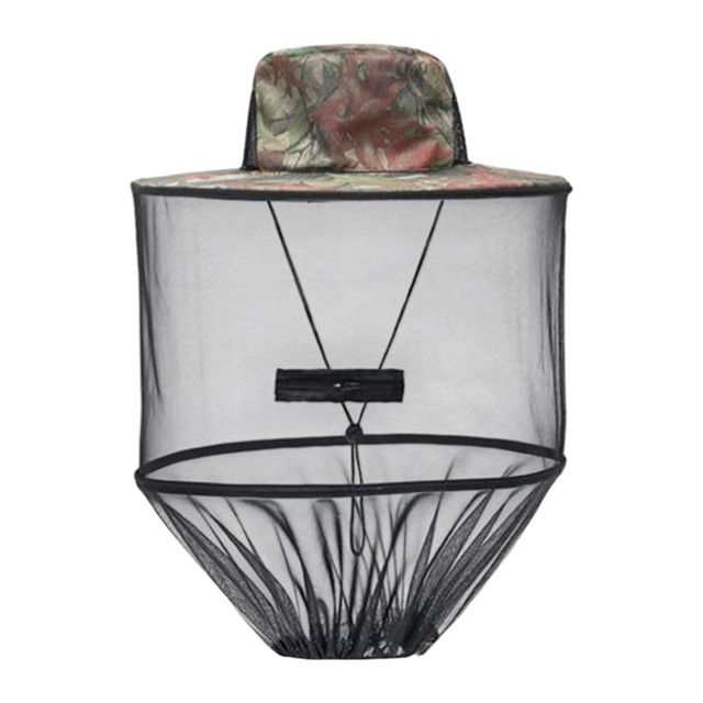 Camouflage-2 Foldable Mosquito Net Fishing Hat with Storage Bag - Wide Brim Sun Shade and Adjustable Dense Mesh Face Veil, Outdoor Headwear for Angling &