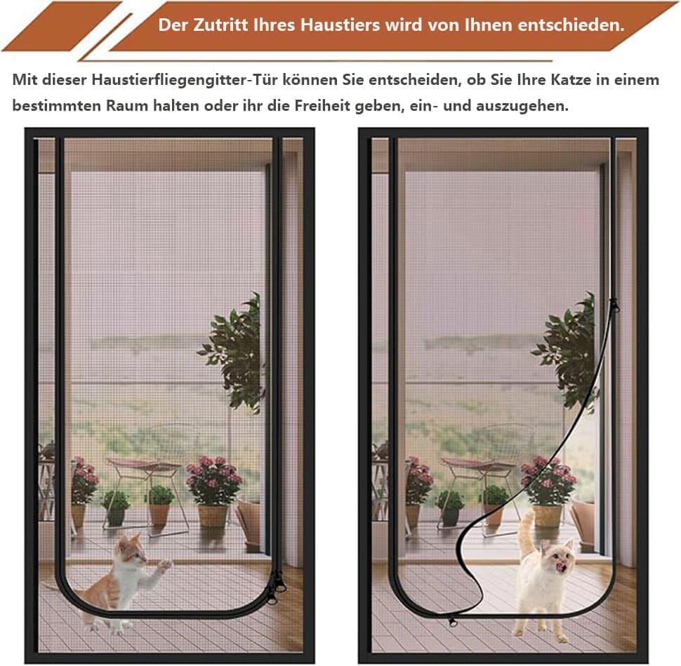 Black Cat Repellent Zipper Door Curtain, 80x200cm, Durable Mesh Protects Against Cats and Pests, Easy to Install โ image 4