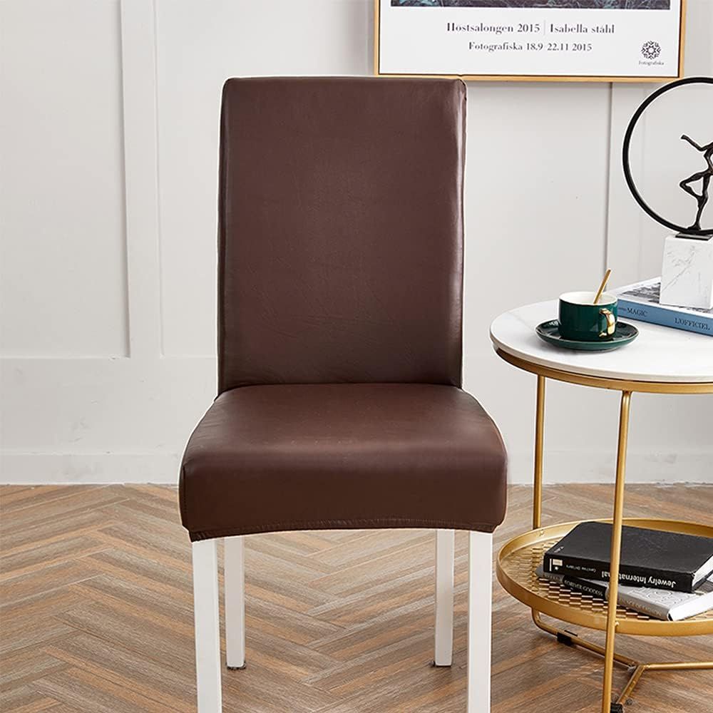 Stretch Dining Chair Covers Waterproof PU Leather Chair Slipcovers Chair Protector Cover Universal Chair Covers for Dining Room Kitchen Hotel (Set of — image 2