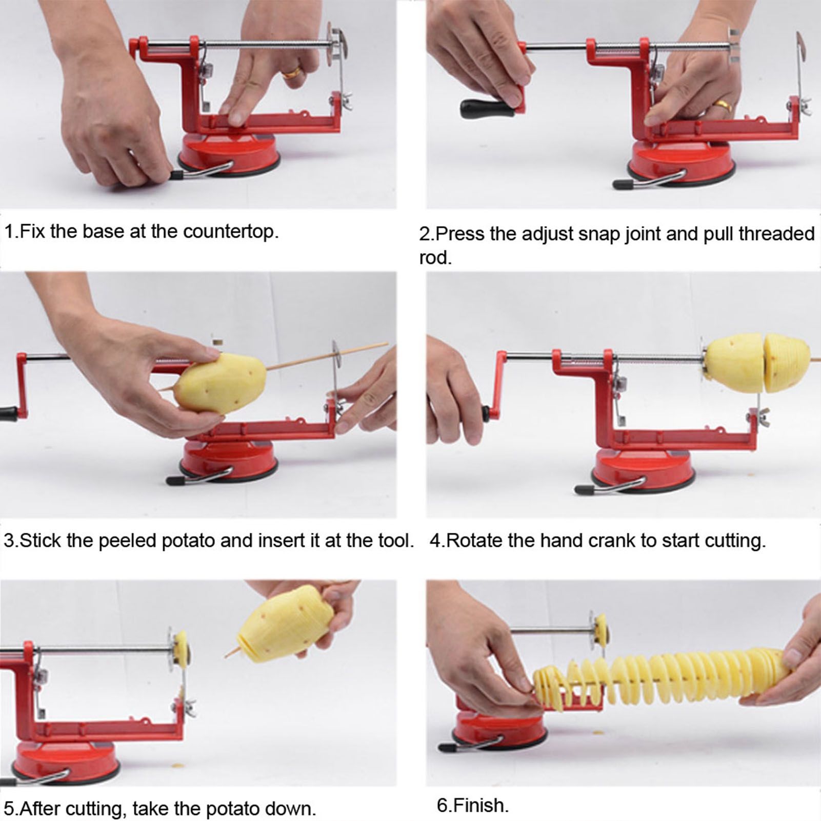 Stainless Steel Hand Crank Manual Spiral Potato Chips Twister Cutter Suction Base Kitchen Tool β image 4