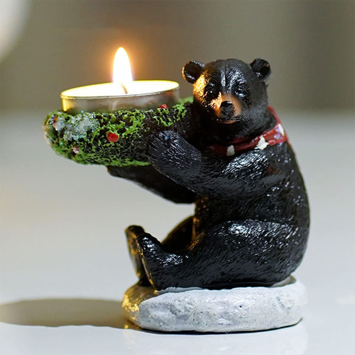 Black Bear Candle Holder, Bear Wishing Candle Holder Statue Candle Holder Bear Cartoon Bear Tea Light Candle Holder