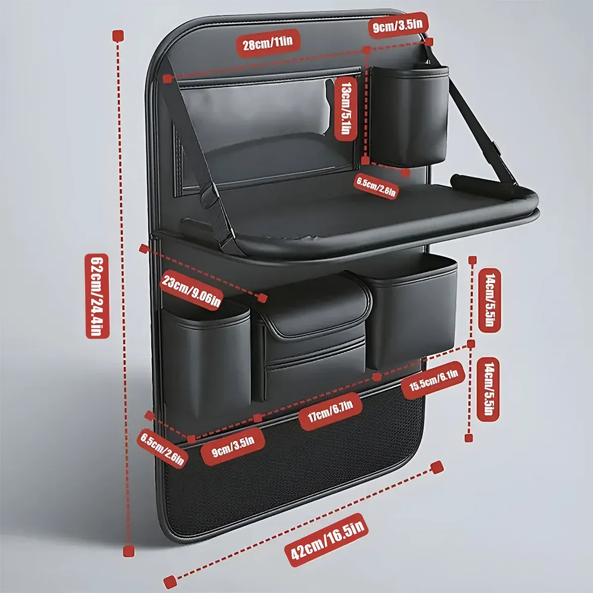 Backrest Storage Organizer Bag with Foldable Table for Vehicle Travel and Daily Use β image 3