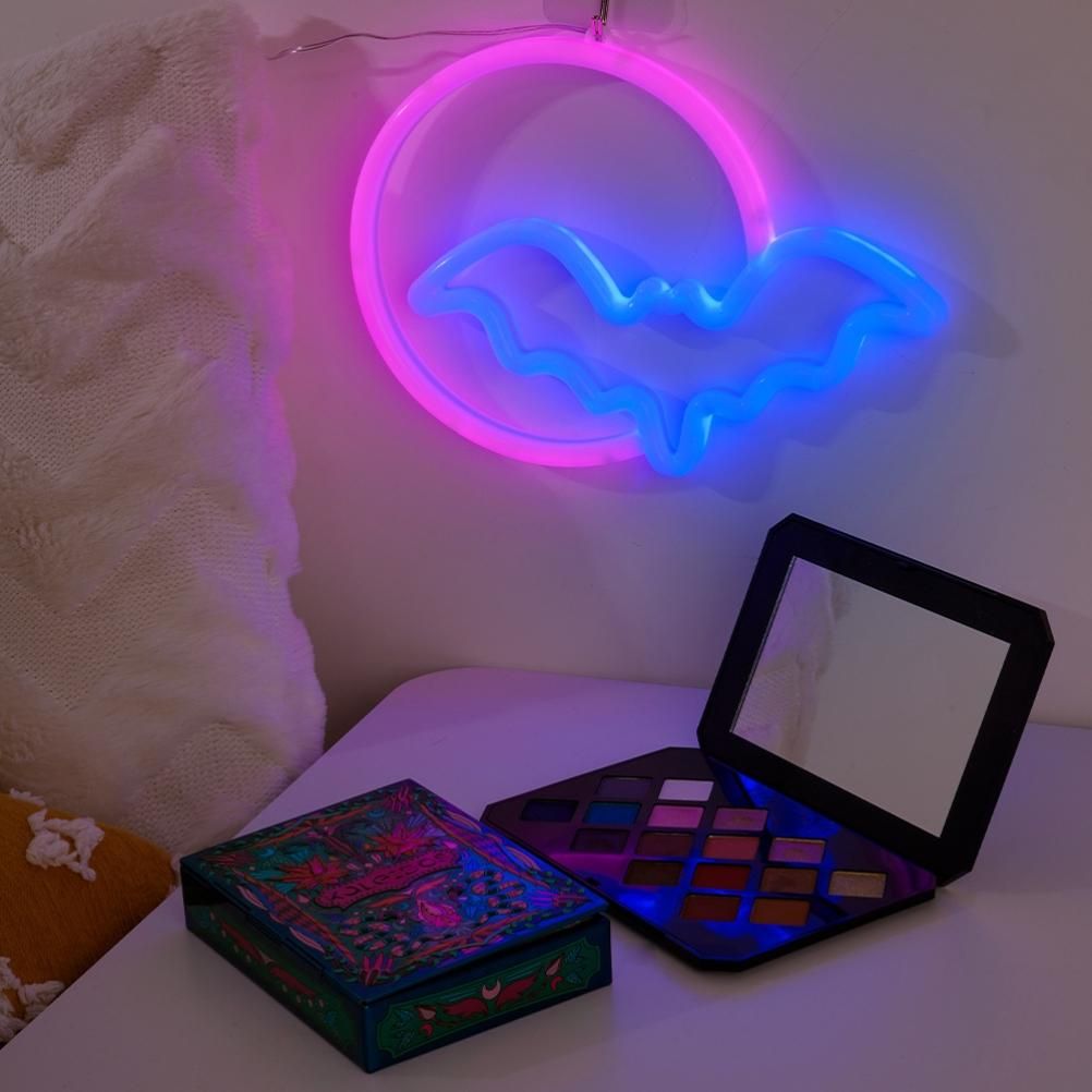 Halloween Neon Signs Moon and Bat LED Neon Lights USB Battery Powered Neon Light Sign for Wall Decor Room Bar Party Kids Gift — image 6