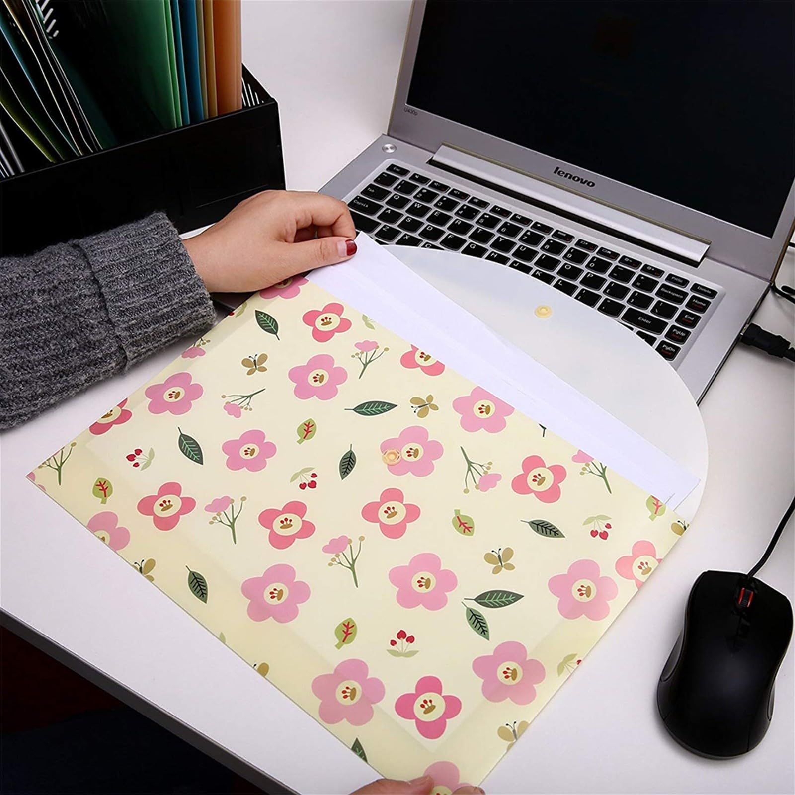 Plastic Document Folder Envelope Files Paper Organizers Bag Floral Design Green Arts and Crafts for Kids Ages 8-12 Boys Fun (4pes) — image 5
