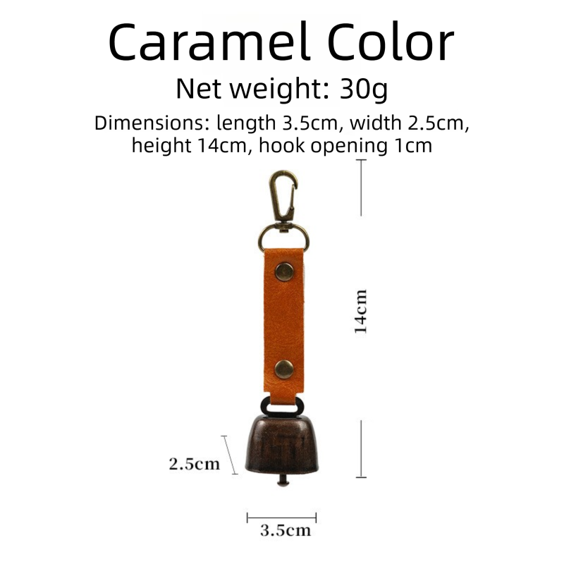 4-Pack Caramel Color Bear Bell & Anti-Lost PU Keyring Accessory(14 x 3.5 x 2.5CM) - Magnetic Silencing Design, Outdoor Safety Alarm for Hiking โ image 2