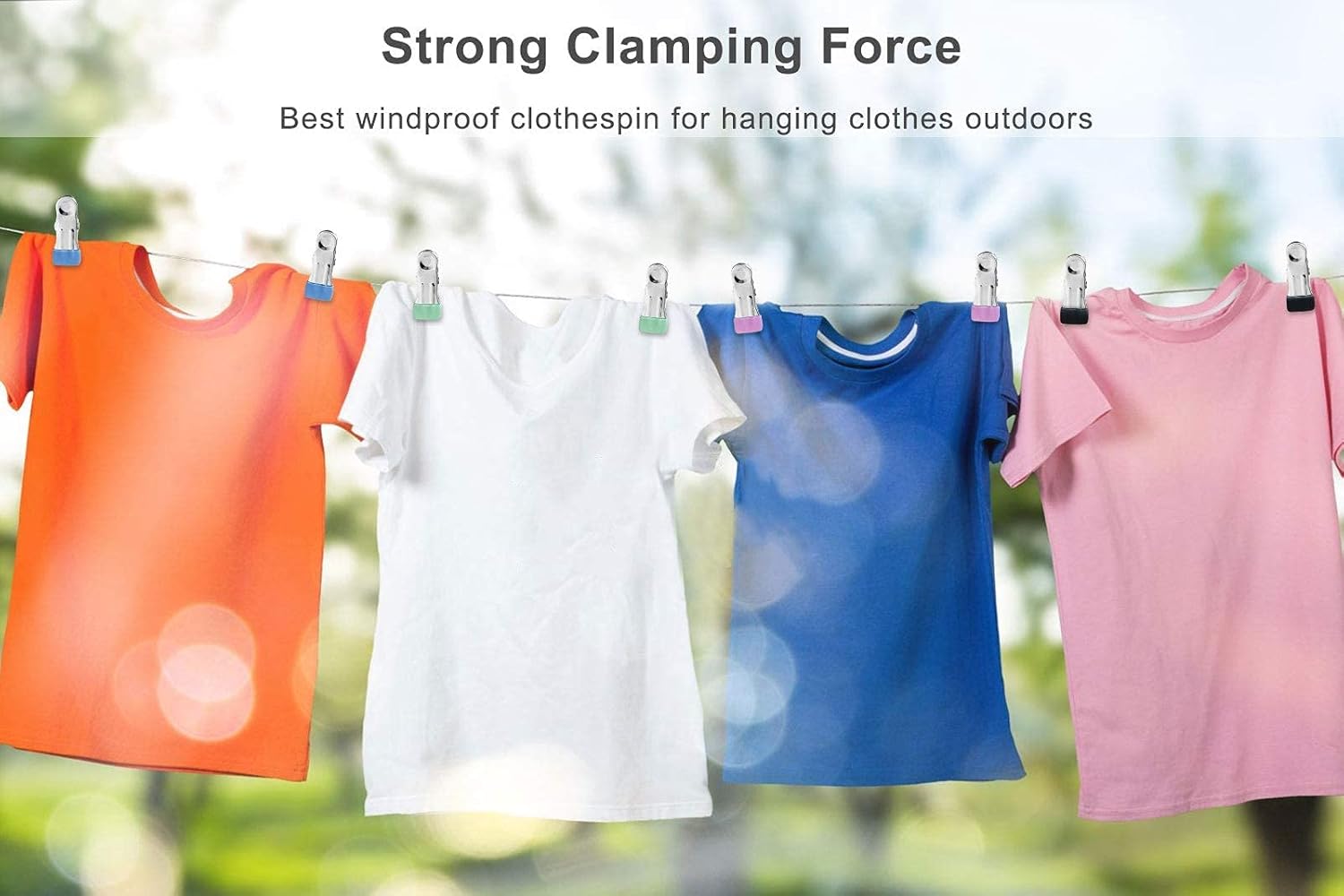 Colored Clothespins Boot Hangers Hooks Clips, 30 Pcs Utility Clothes Pins & 16 Pcs Stainless Steel Portable Clothespins for Drying Closet Travel — image 4