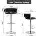 SERENITà Silver Swivel Upholstered Velvet Adjustable Height Counter Stool with Metal Frame Black (Set of 2) — image 6