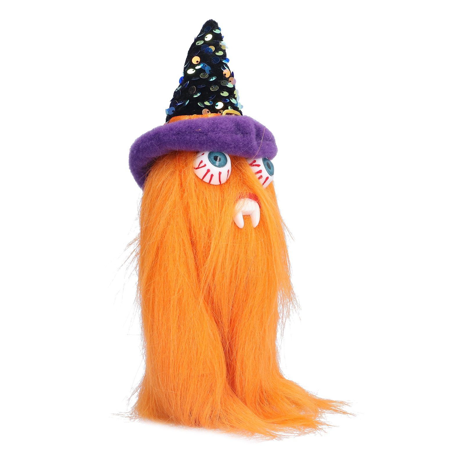 Halloween Dolls Ornament Halloween Plush Gnome with Witch Hat and Vampires Tooth for Halloween DecorationsOrange โ image 3