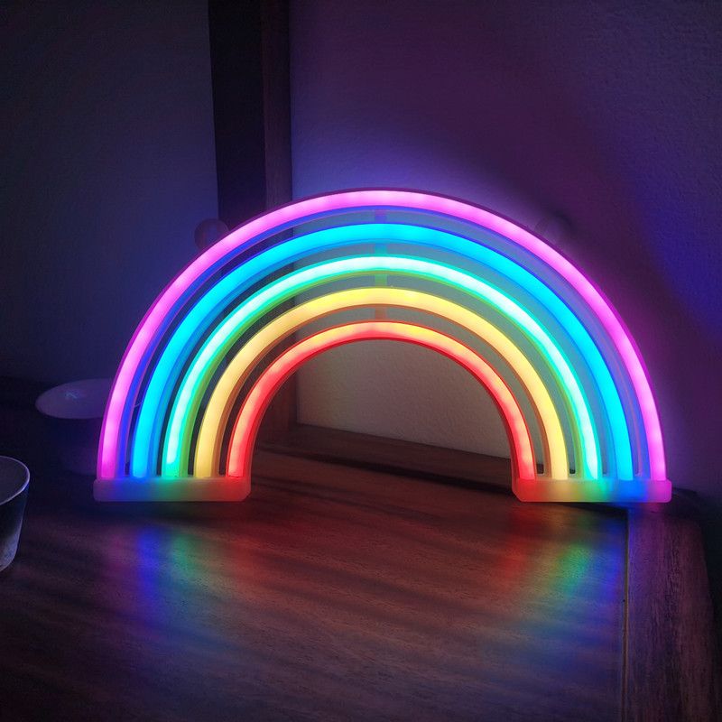 Neon Rainbow Sign, Battery or USB Powered Light for Wall Decor, Colorful Hanging Decoration for Kids’ Bedroom, Cute LED Lamp — image 4