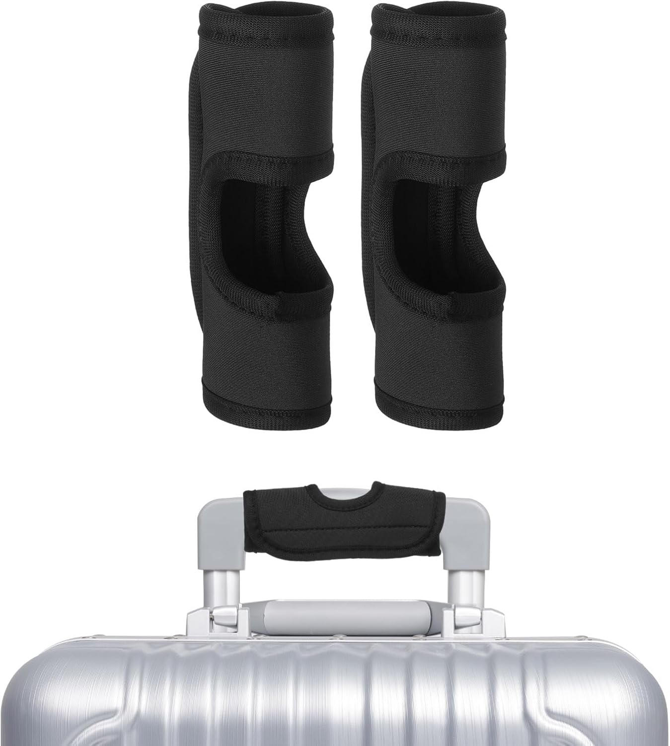 Luggage Handle Wrap, 2 Pcs Hollow Neoprene Handbag Grip Cover Protector Luggage Identifiers Suitcase Handle Wraps for Luggage Suitcase Travel Bags, Black