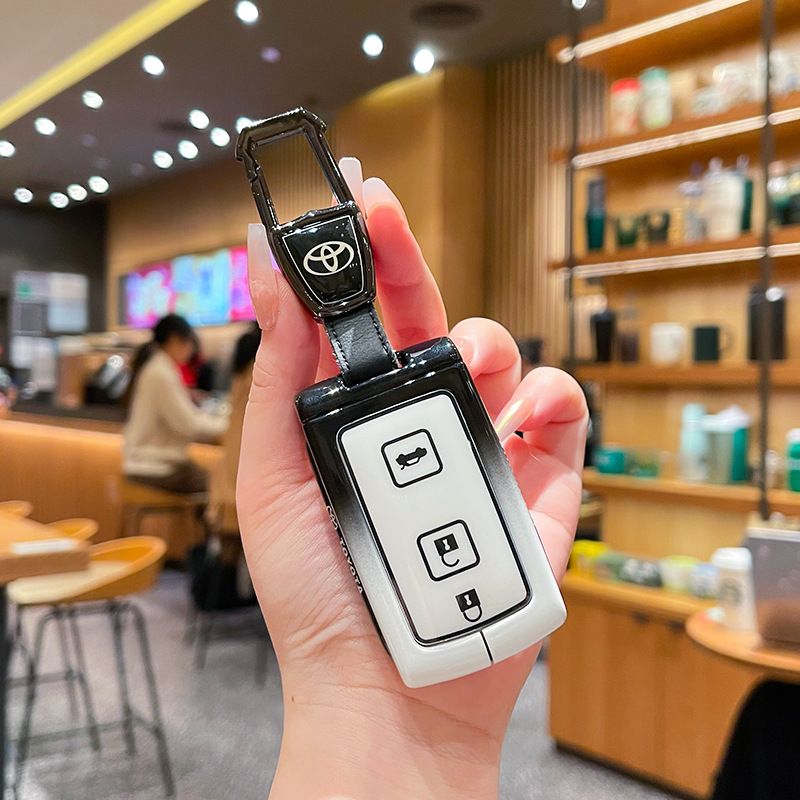Fragrant Car Toyota Corolla Cross Key Case Zinc Alloy Standard M style gradient black and white single bag + round buckle โ image 5