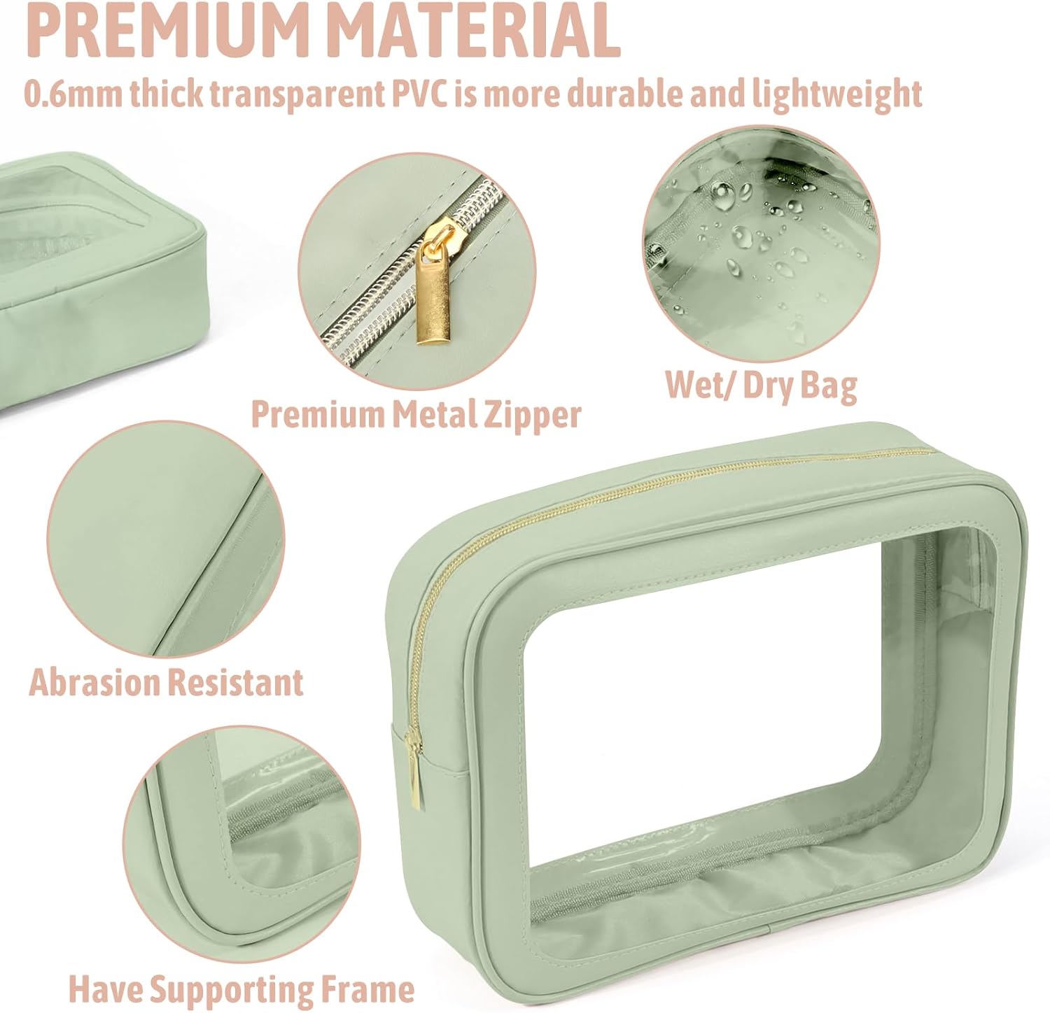 3PCS Clear Toiletry Bag,TSA Approved Travel Makeup Pouch with Zipper for Cosmetics and Toiletries,Diaper Bag Organizer Pouch Set,Women's Purse Organizer and — image 4