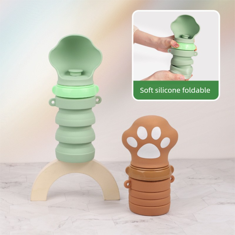 Brown Portable Collapsible Pet Water Bottle for Dogs Outdoor Travel Drinking Dispenser Silicone Pet Water Cup — image 3
