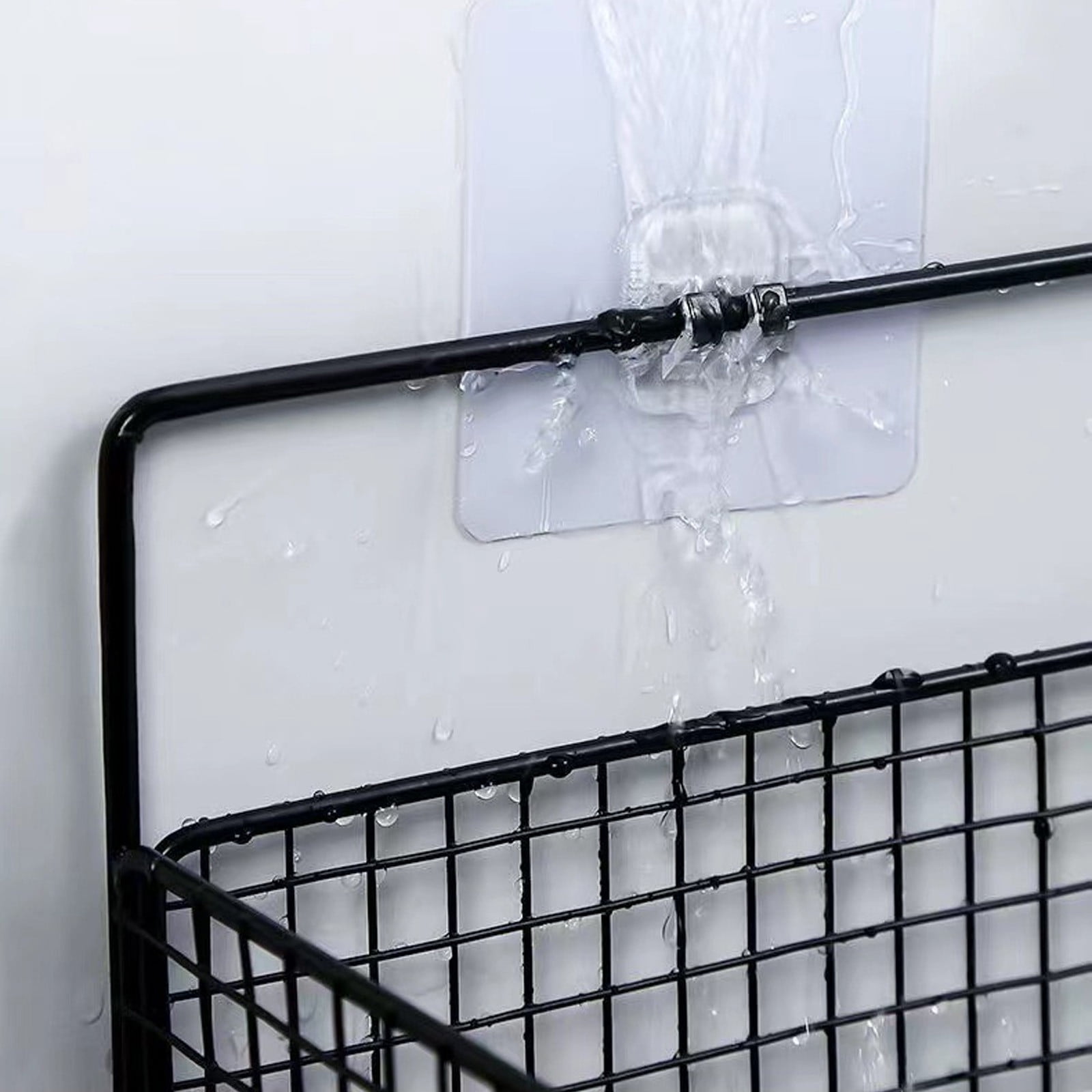 2 Pieces Wall Mounted Metal Storage Baskets, Hanging Shelves for Bathroom Toiletries, Kitchen Seasonings, Black — image 3