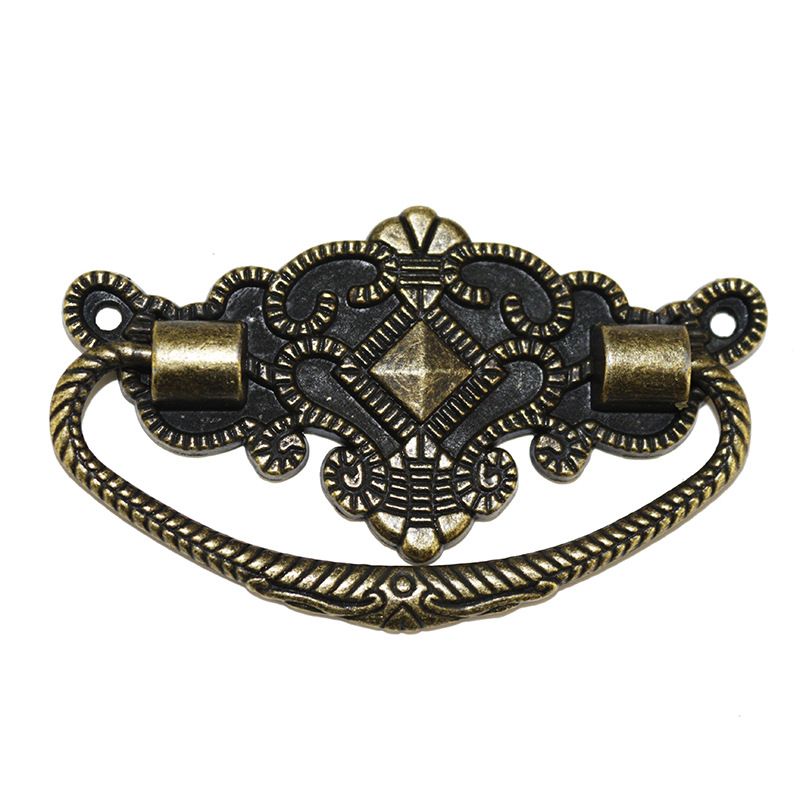 6pcs Metal Antique Style Cabinet Drawer Wood Case Floral Rim Pull Handle Knobs Bronze Tone 2.8" x 1.8", Hole to Hole: 2.5" — image 4