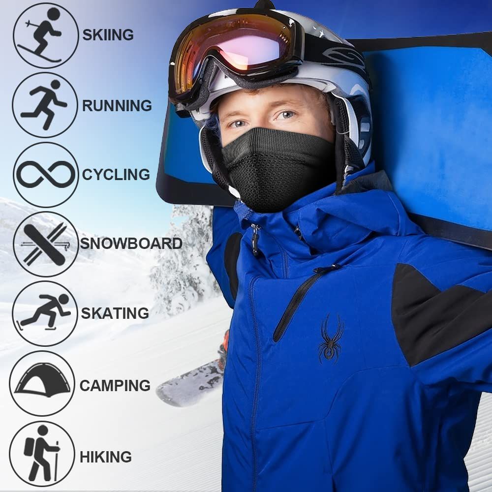 Winter Neck Warmer Gaiter Windproof Face Mask Balaclava Bandana for Ski Snowboard Mask Bandana (GRAY) — image 3