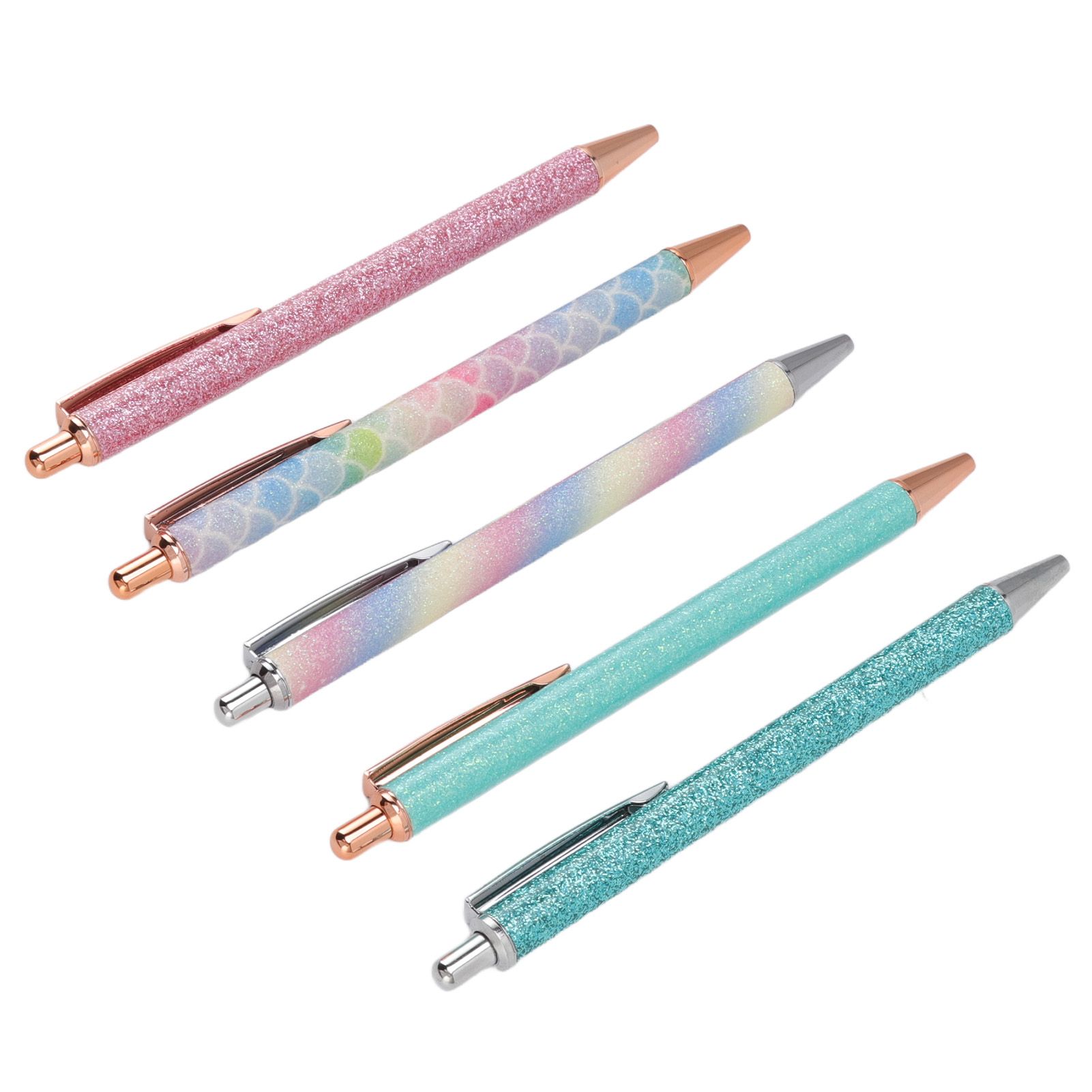 Ballpoint Pens Waterproof Ink Lightweight Portable Plastic Pressing Type Clip Design Writing Ballpoint Pens Set of 5pcs — image 3