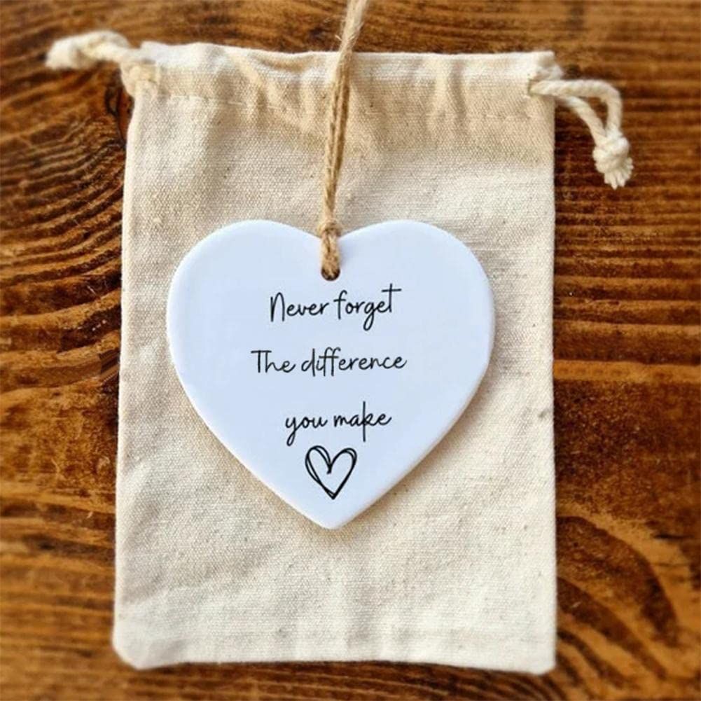 Thank You Gift, Never Forget The Difference You Make Ornament, Acrylic Hanging Heart Sign for Xmas Tree Home Decor — image 2