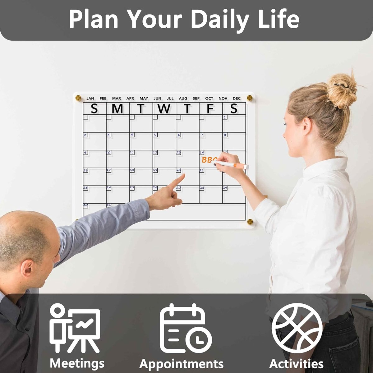 Magnetic Weekly Planner - Planning Board - Family Planner - To-Do Planner | Transparent Acrylic | Erasable | Includes 8 colored markers 30*40cm โ image 3
