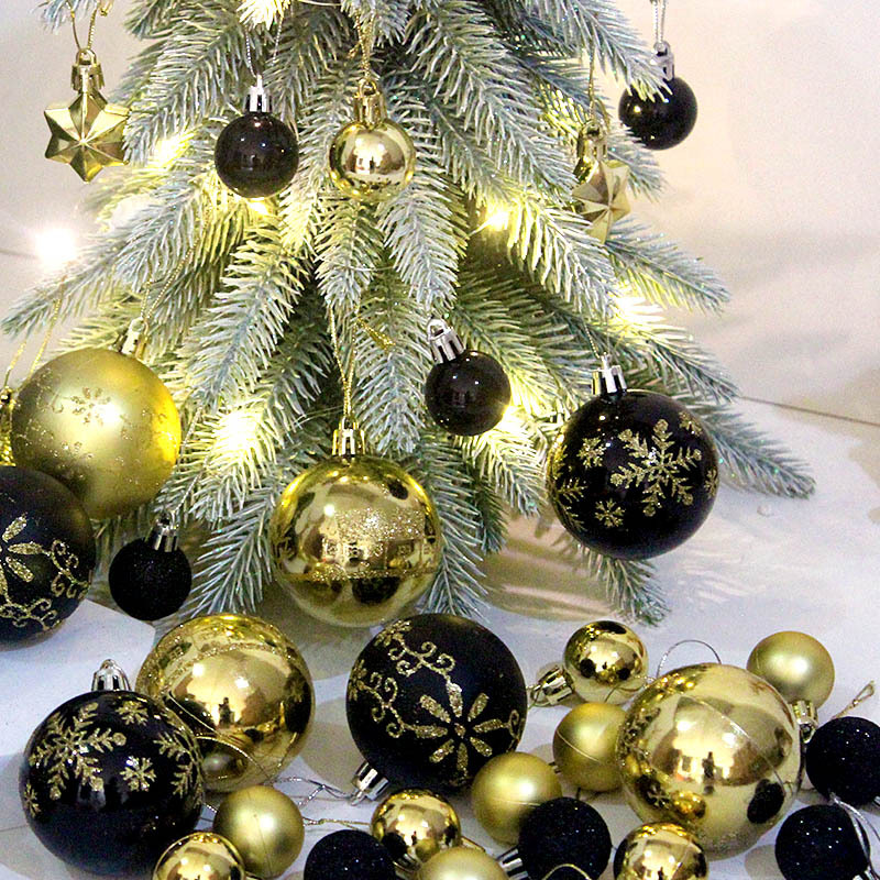Red and white 44-Piece Assorted Christmas Baubles Set with Elegant Designs in Wooden Gift Box - 3-6cm Decorative Ornaments for Tree, Home & Holiday Display — image 2