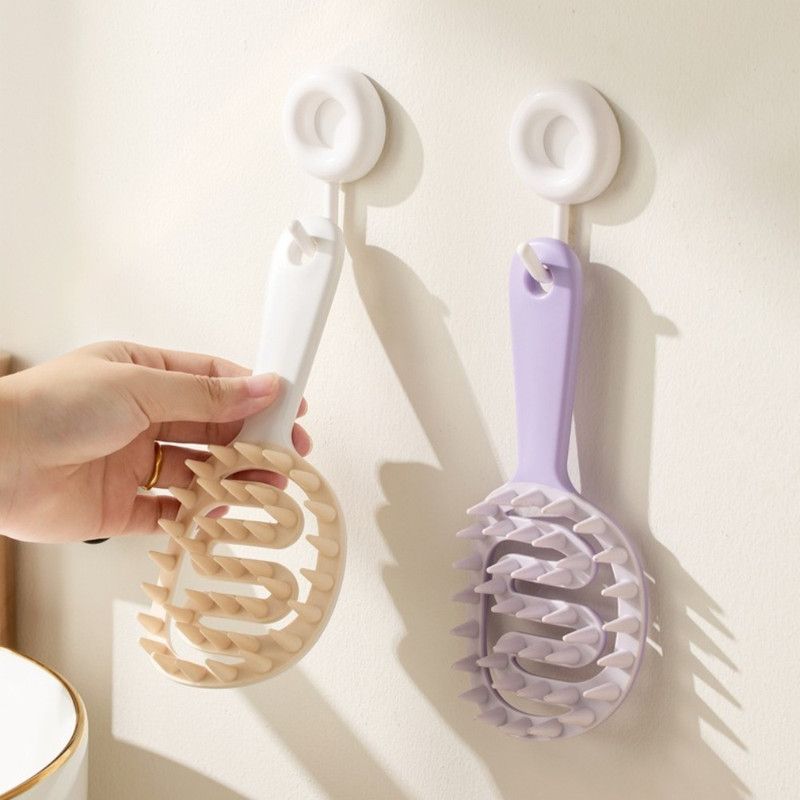 Long-Handled Hollow Hair Shampoo Brush, TPR Soft-Bristle Scalp Massager, for Wet & Dry Hair—Pink — image 6
