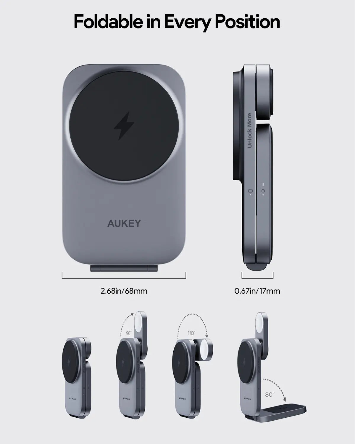 AUKEY MagFusion Z Qi2 15W 3-in-1 Foldable Wireless Charger for iPhone, Apple Watch & AirPods – LC-MC312 — image 5