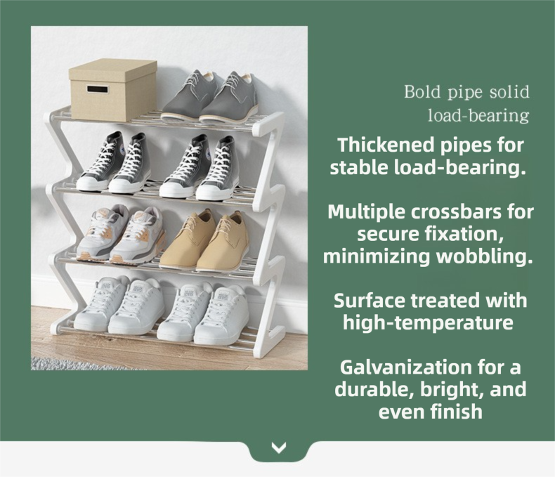 Grey Stable Z-Shaped 4-Tier Shoe Rack(51x45CM) - Waterproof Cloth & Sturdy Steel Pipe, Easy Assembly & Space Saving for Dormitory & Small Apartments — image 3
