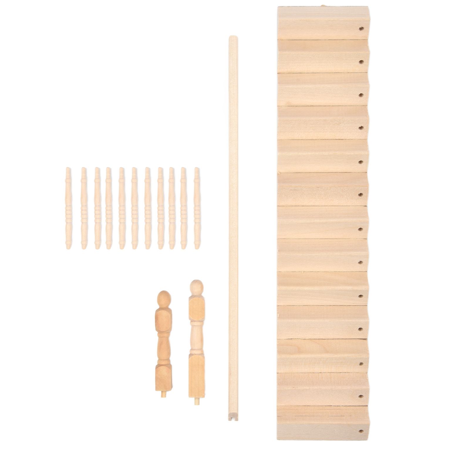 Doll House Stairs Glossy Rounded Corners Birch Material DIY Vivd Cute 1/12 Scale Miniature Staircase for CraftsLeft
