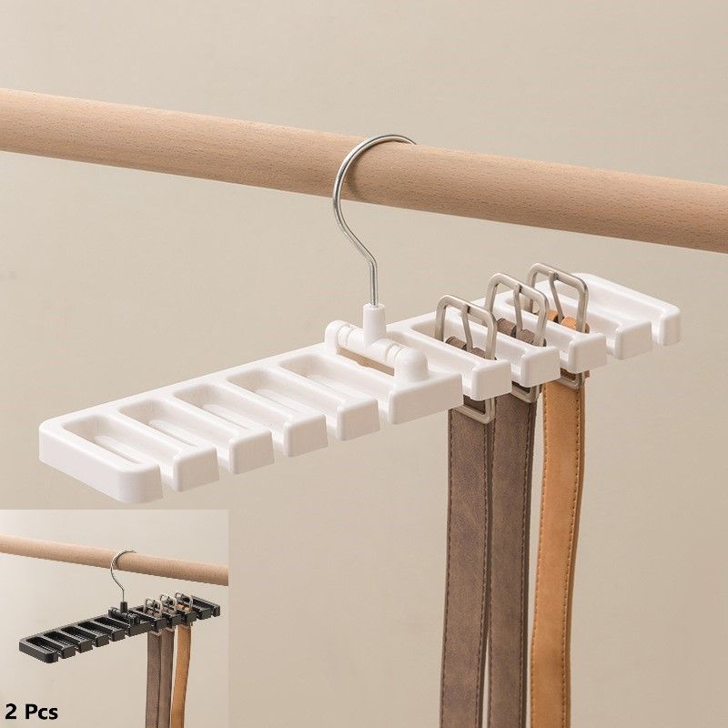 Combined Colour Belt & Tie Storage Rack,10‑Hole Hanging Organiser for Scarf Belt Collection,Beige & Black 2‑Pack,Handy Wardrobe Sorting Accessory,Christmas