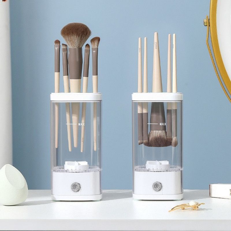 Makeup Brush Cleaner, USB-Powered High-Speed Rotating Cosmetic Brush Washing and Storage Machine—White — image 5