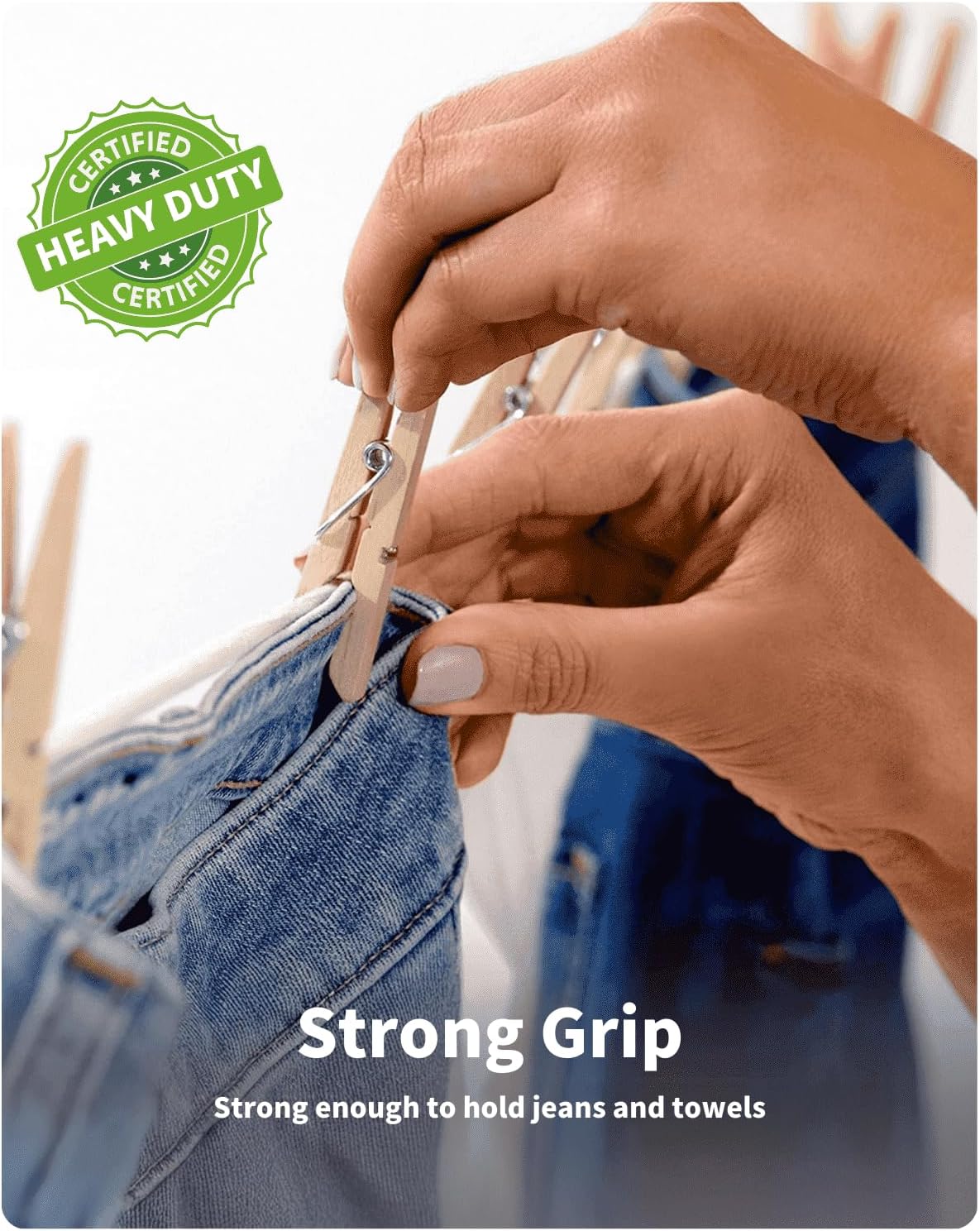 Large Clothes Pins Wooden Clothespins, 4 Inch 48 Pack Heavy Duty Outdoor Pegs, Clothing Hanging Laundry Close Pin Chip Clips Cheer Pins for Bags Photo Picture β image 4