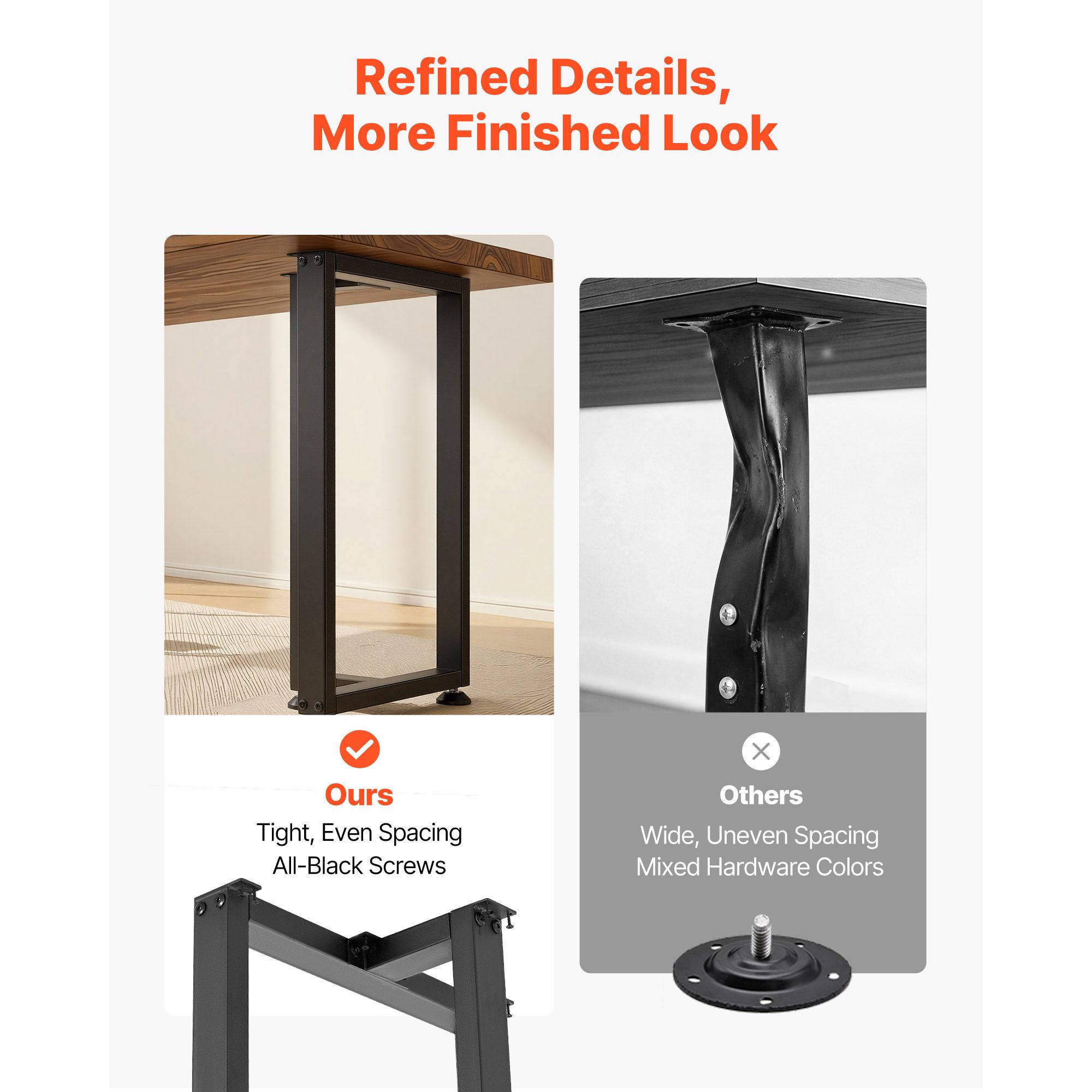 Table Legs, 740 x 450 mm (H x W) Square T Shape Steel Furniture Legs, Modular Design, Easy Assembly, 1000 kg Max Load Heavy Duty, for Home Office Desk, Dinner — image 4