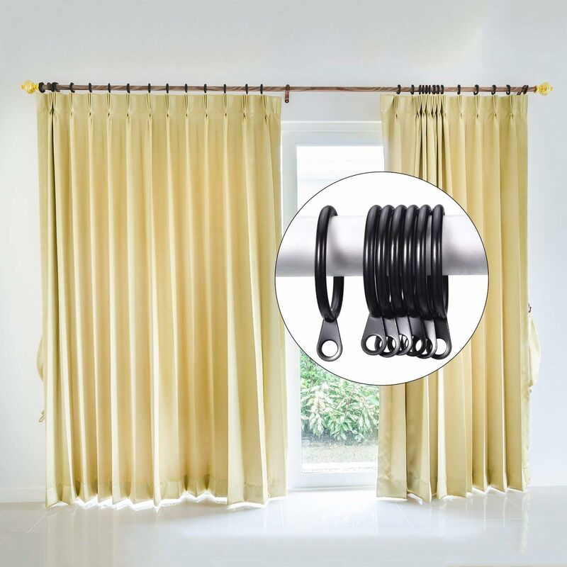 Metal Curtain Rings, Curtain And ROd Hanging Rings, 30Mm Inner Diameter Drapery Sliding Eyelet Rings (Black, 40 Pack) — image 4