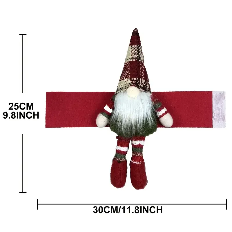 2-Pack Christmas Faceless Old Man Curtain Tiebacks | Polyester Red & Green Plaid Pointed Hat, 25cm Soft Fabric Tie Design, Dual Function as Curtain Holder & — image 5