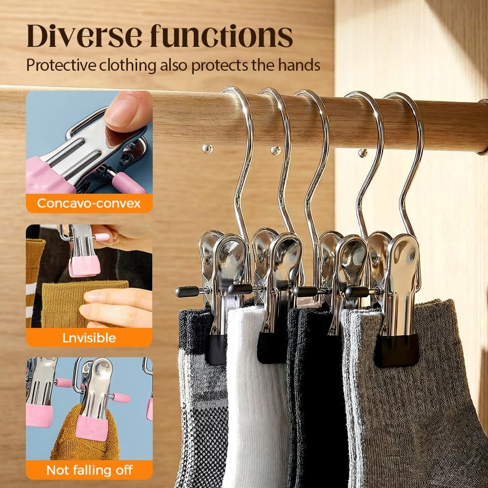 Space-Saving Clothespin Hat Pants Storage Hanging Travel Hook, Stainless Steel Boot Hangers Clips Boot Hangers for Closet, Laundry Hooks Hanging Clips Clothes — image 5