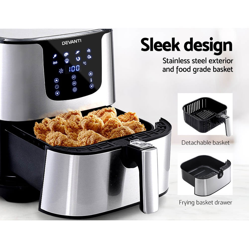 Devanti Air Fryer 7L LCD Fryers Stainless Steel — image 6