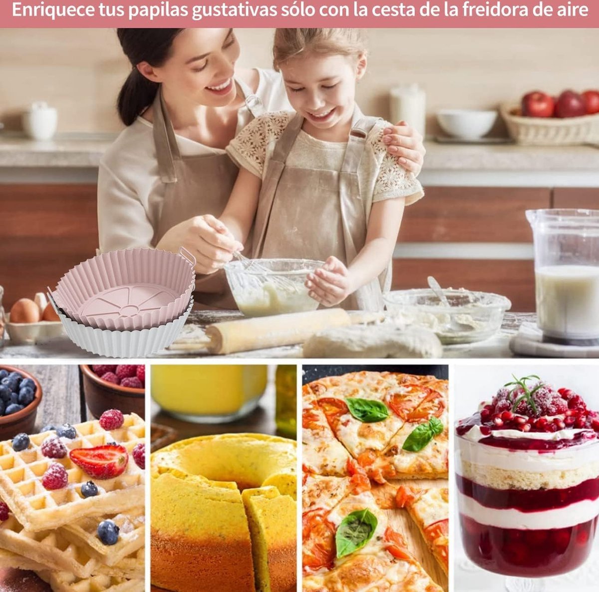 2 Airfryer Silicone Trays - Airfryer Accessories - BPA Free - 20cm - Airfryer Basket - Reusable - Baking Paper Alternative - Airfryer Liner - Round — image 5
