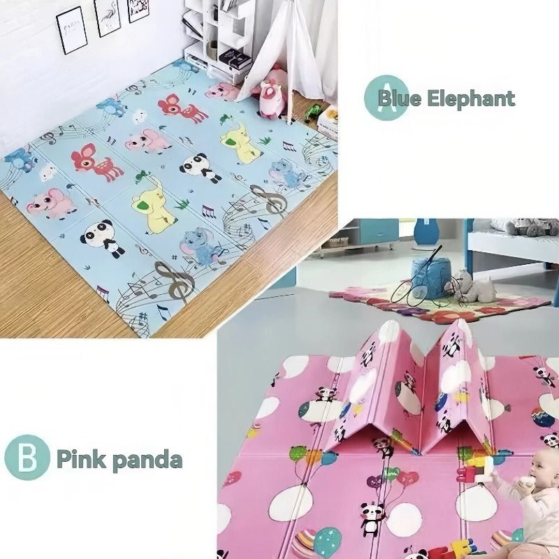 double-sided cartoon mat, folding mat, 2cm living room mat, game mat, odor-free mat, children play mat, foam mat, floor mat Australia - Sprouting Spring - Size — image 4
