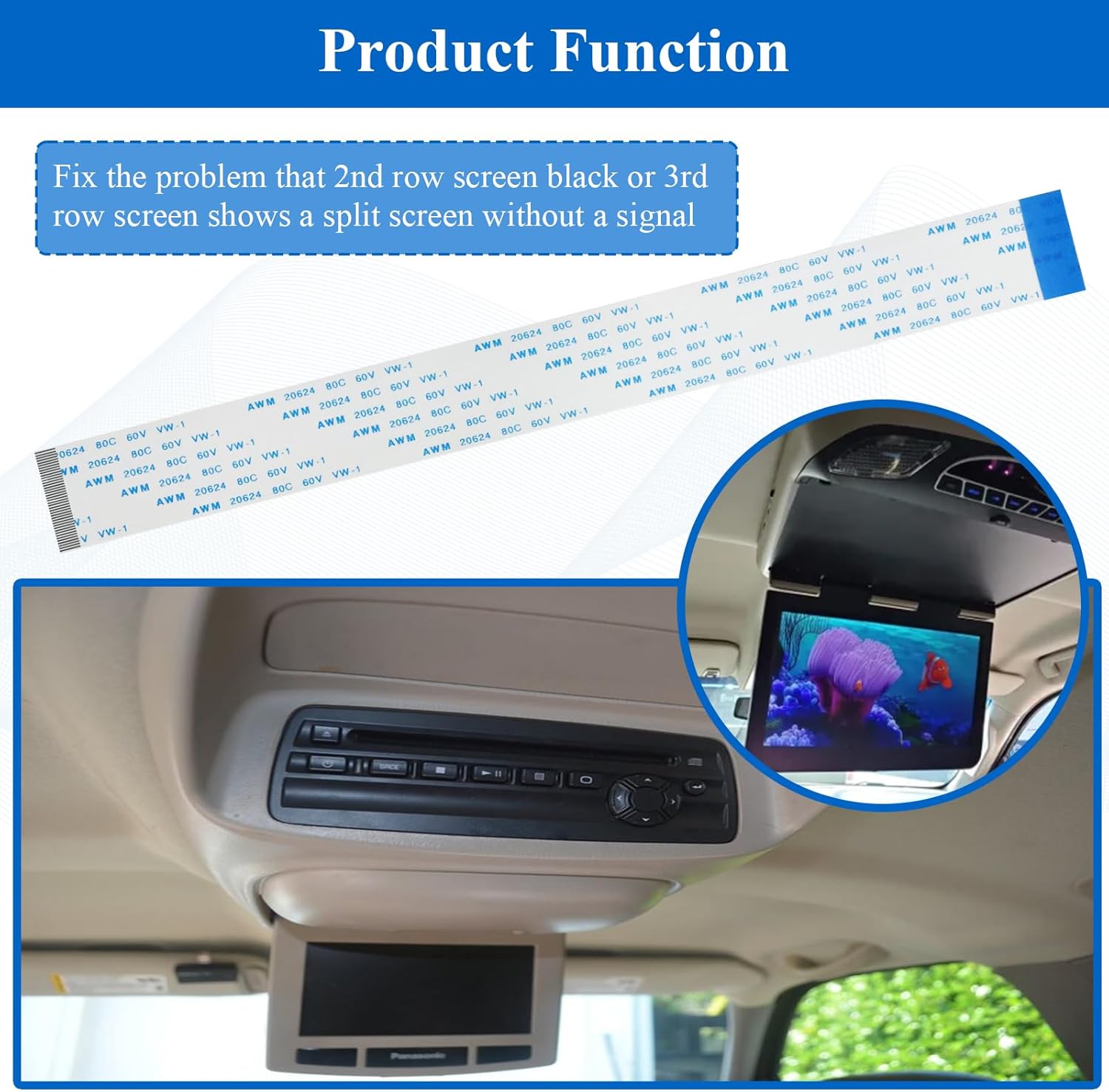 1 Pc Rear Seat Entertainment RSE DVD Monitor Repair Ribbon Cable, Compatible with Chevy Chevrolet Tahoe Suburban XL LS LT LTZ, Used to Fix The Video โ image 4