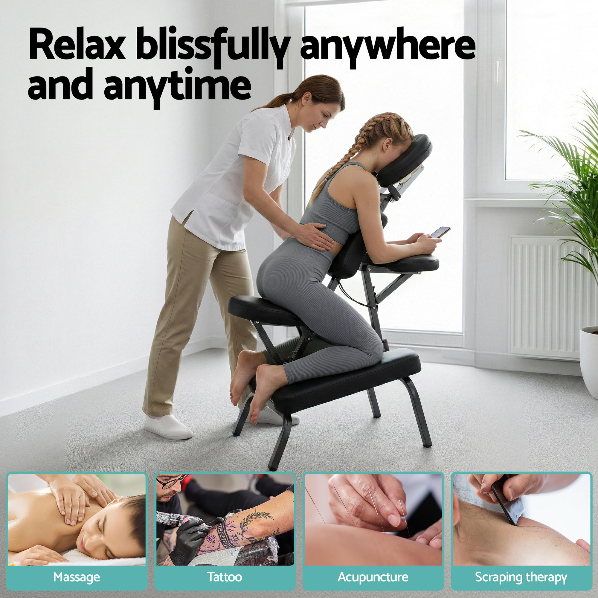 Zenses Portable Massage Chair Lightweight Folding Tattoo Lash Beauty Bed โ image 5