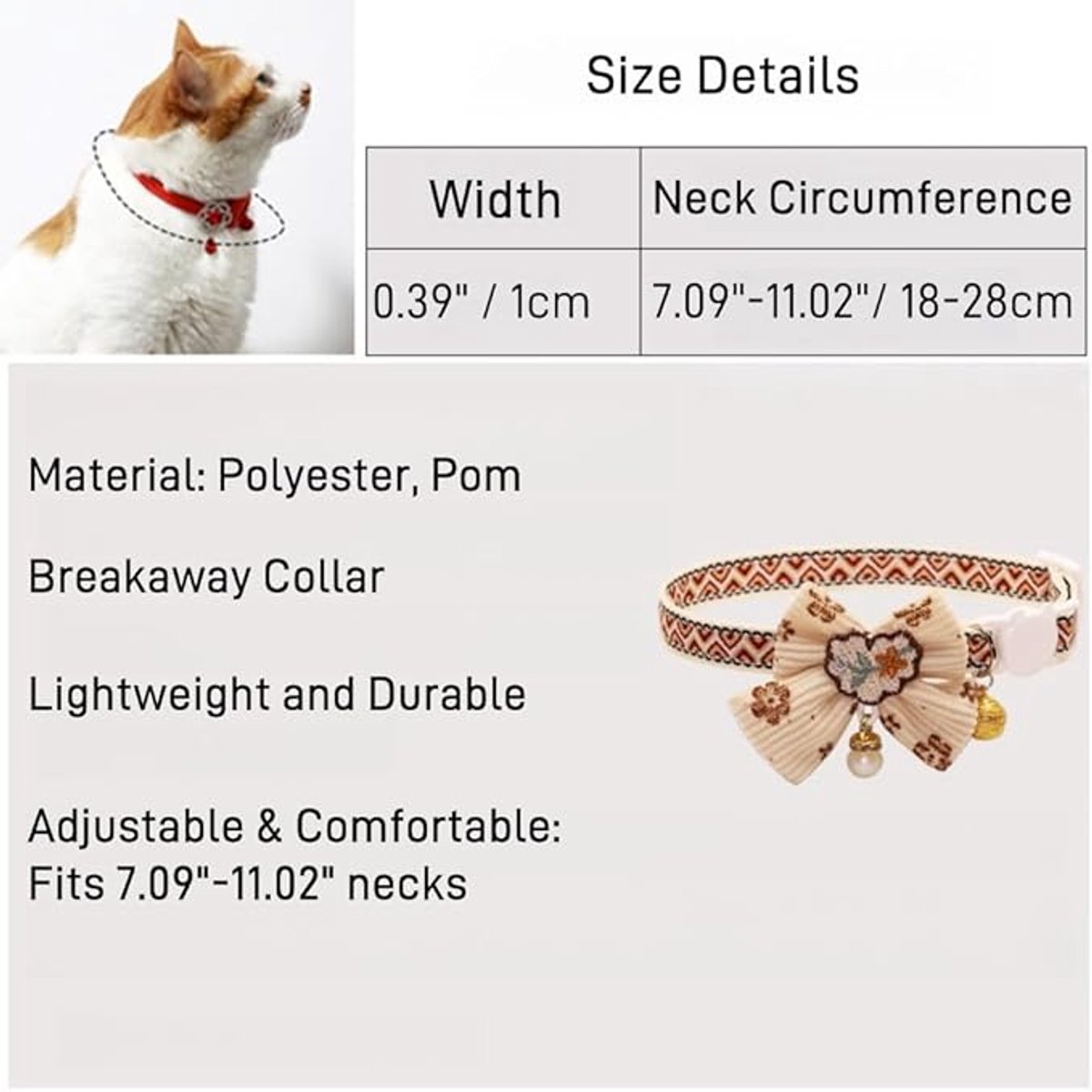 Cat Collar - Bow and Bell Collar - Adjustable Kitten Collar - Dog Collar - Lightweight Safety Collar for Pets (Set of 6) — image 4
