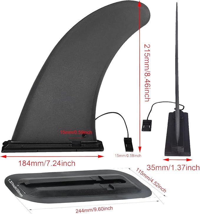 Detachable Center 9" Fin, Kayak Rudder Kit Skeg Tracking Fin Watershed Board for Inflatable Canoe, Stand Up Paddle SUP Boards, Surfboard — image 2