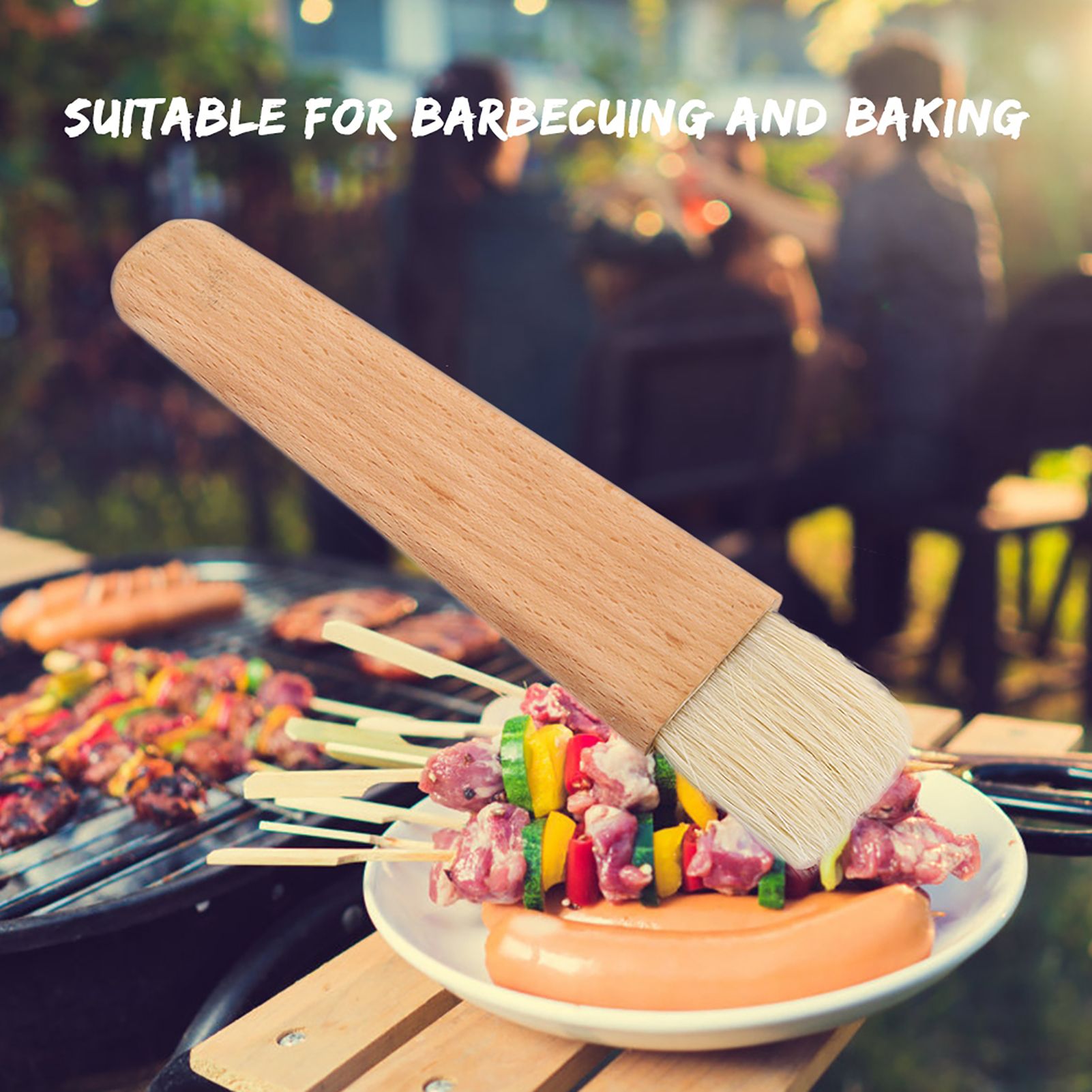 Wooden Barbecuing Brush Baking Brush Oil Sauce Butter Kitchen Tool(Flat Handle) โ image 3