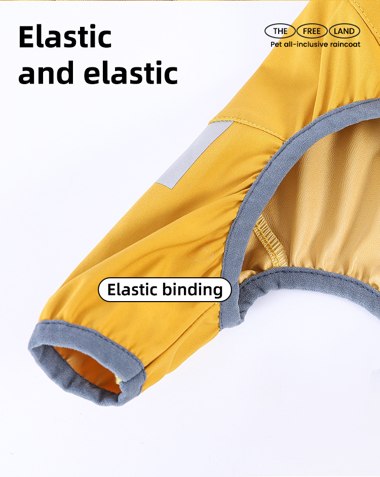 L Blue And Gray Trim Waterproof Four-Legged Dog Raincoat with Leash Hole for Small Breeds — image 6