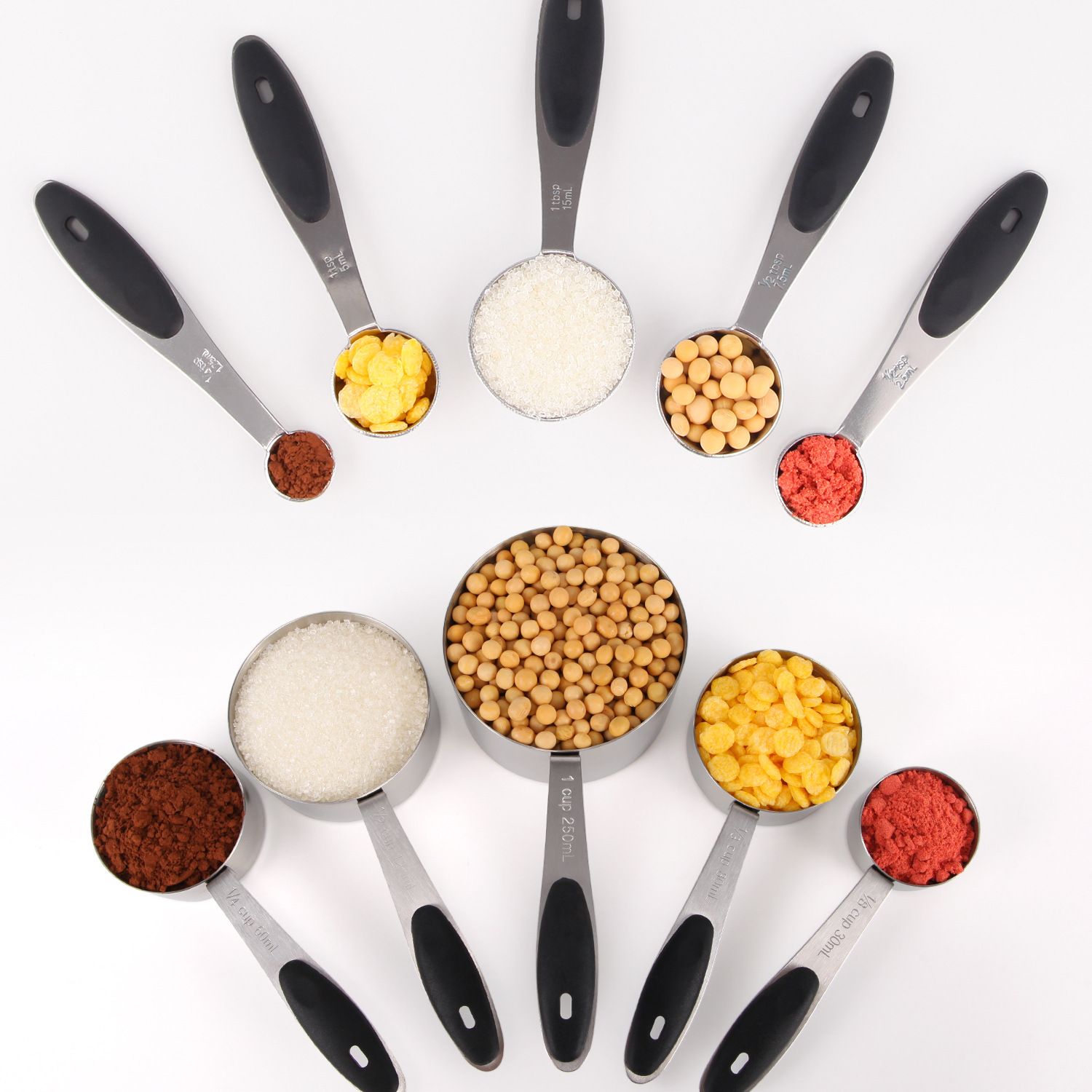 Measuring Cups Stainless Steel Measuring Cups and Spoons Set of 10 Piece, Upgraded Thickness Handle(Black) โ image 2