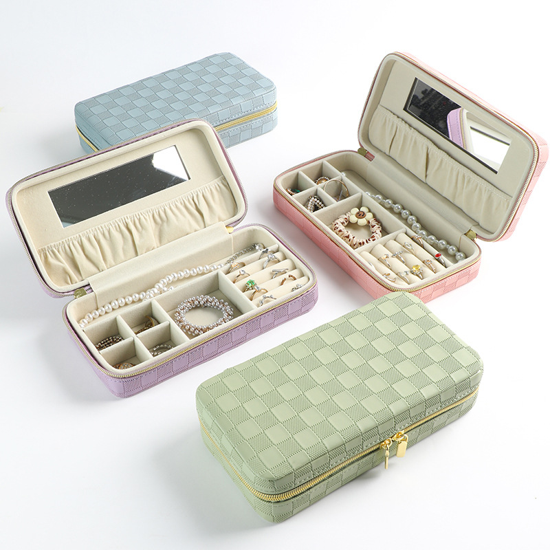 Purple Stylish PU Leather Travel Jewellery Box - Compact Organizer for Rings, Earrings, Necklaces with Mirror โ image 2
