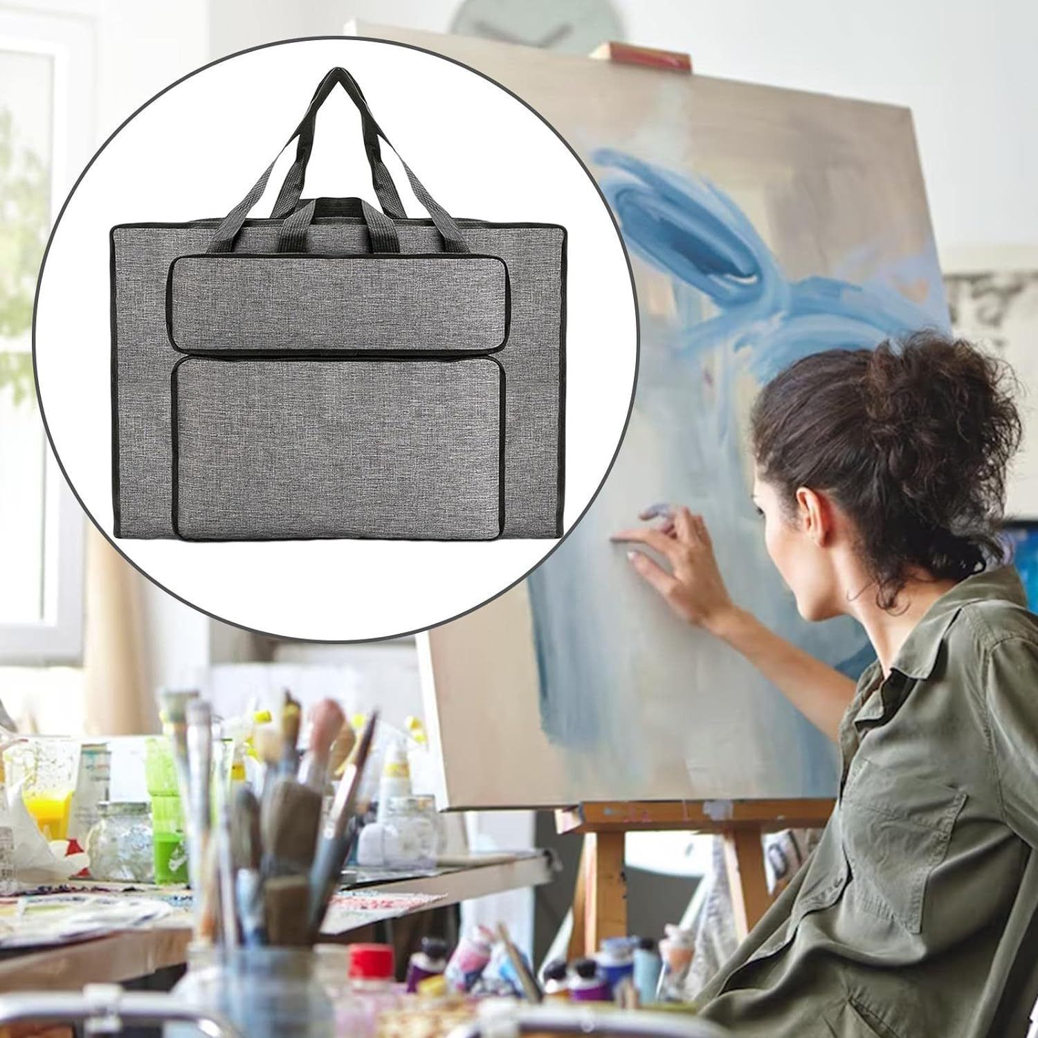 Waterproof Nylon Bags 20 × 14 Art Case with Backpack & Tote Bag Padded Triple with Shoulder Strap Durable for Artwork — image 3